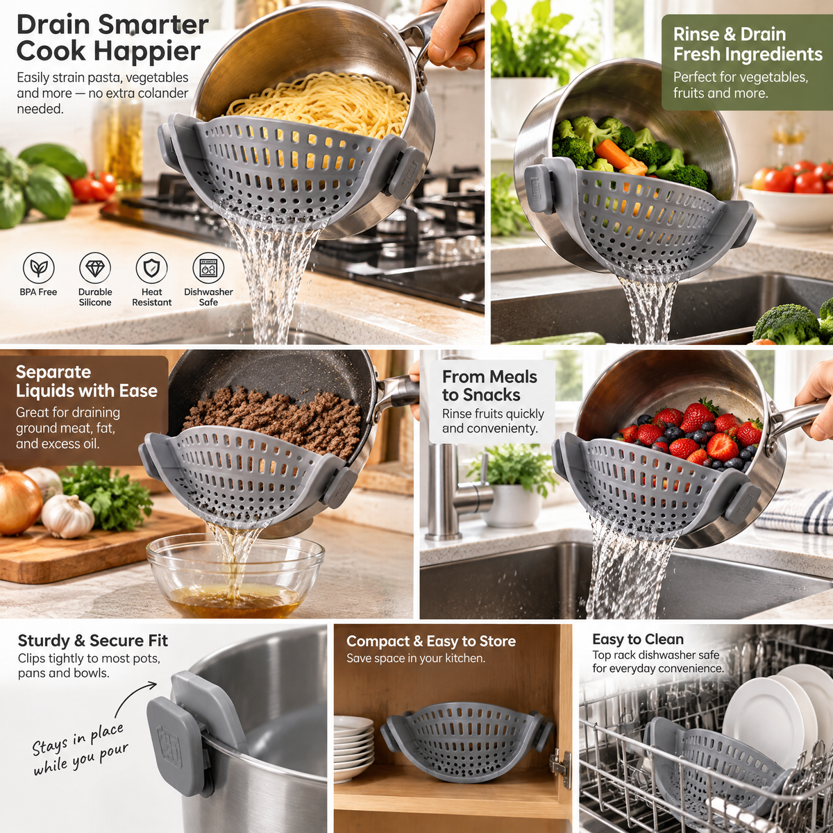 Neruak™ Clip-On Pot Strainer — view 3