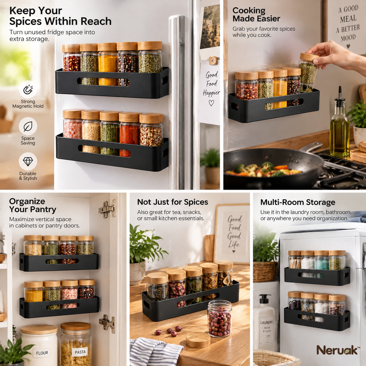 Neruak™ Magnetic Refrigerator Spice Rack Set — view 2