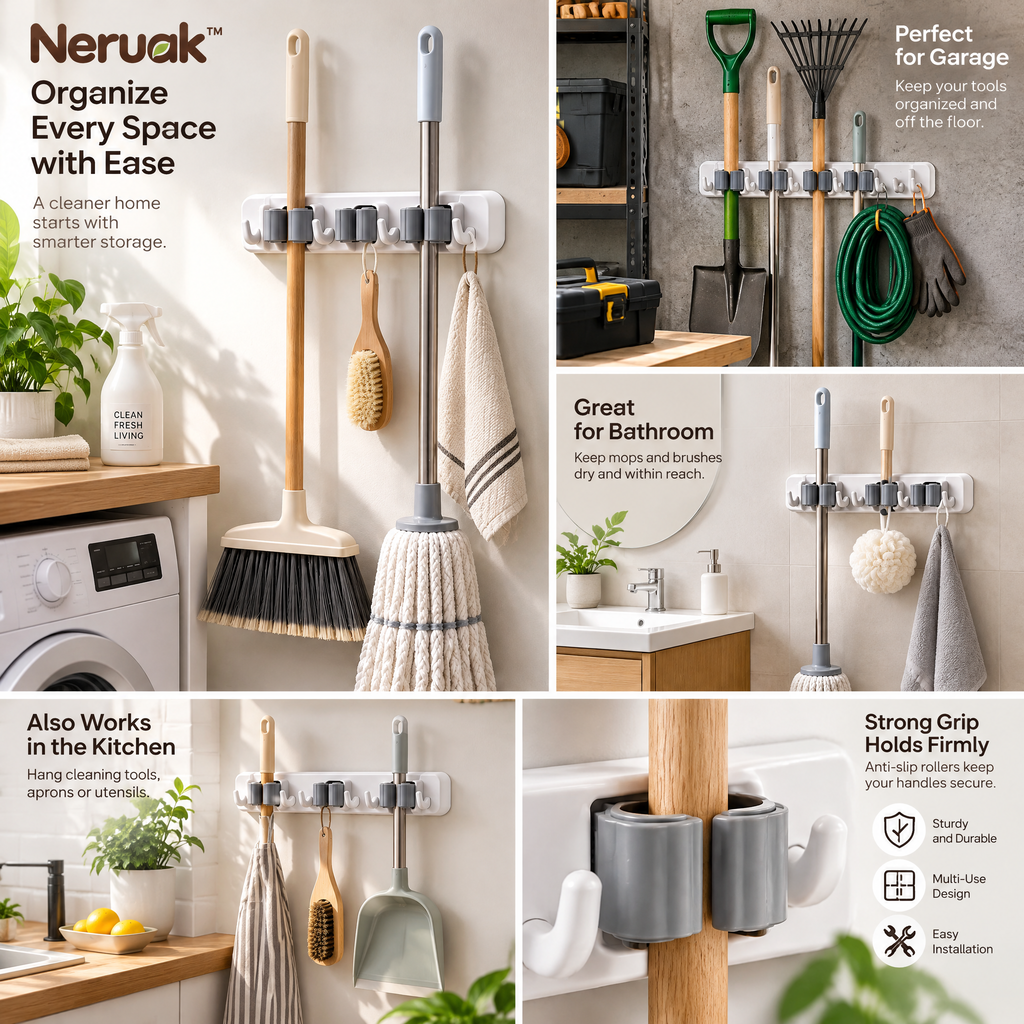 Neruak™ Wall-Mounted Broom Holder — view 3