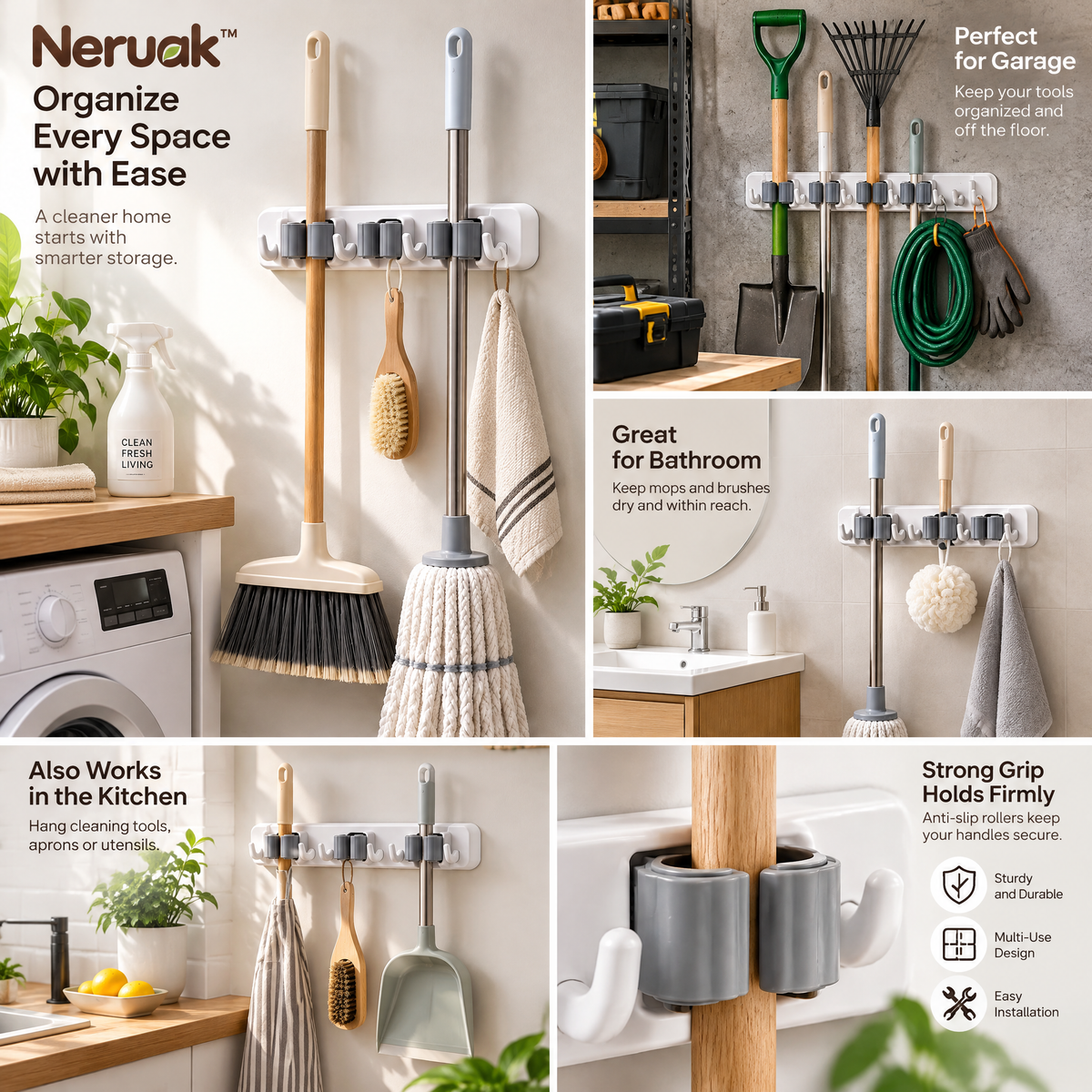 Neruak™ Wall-Mounted Broom Holder — view 3