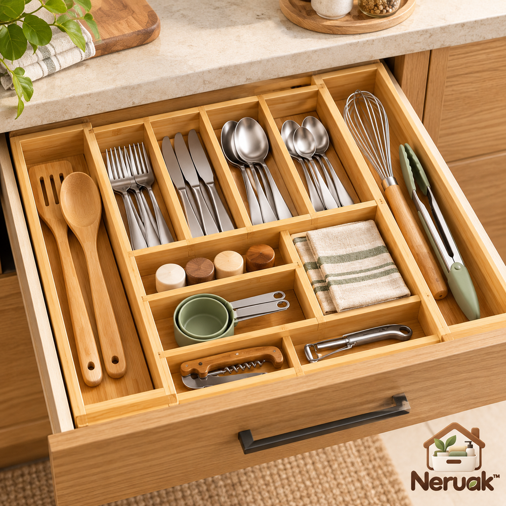 Neruak™ Expandable Bamboo Drawer Organizer — view 1
