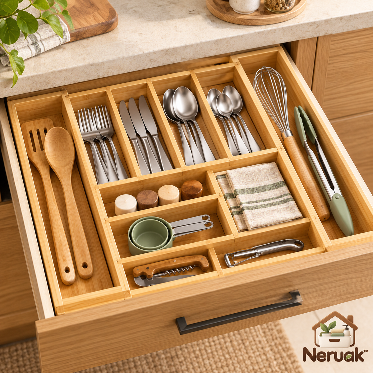 Neruak™ Expandable Bamboo Drawer Organizer — view 1