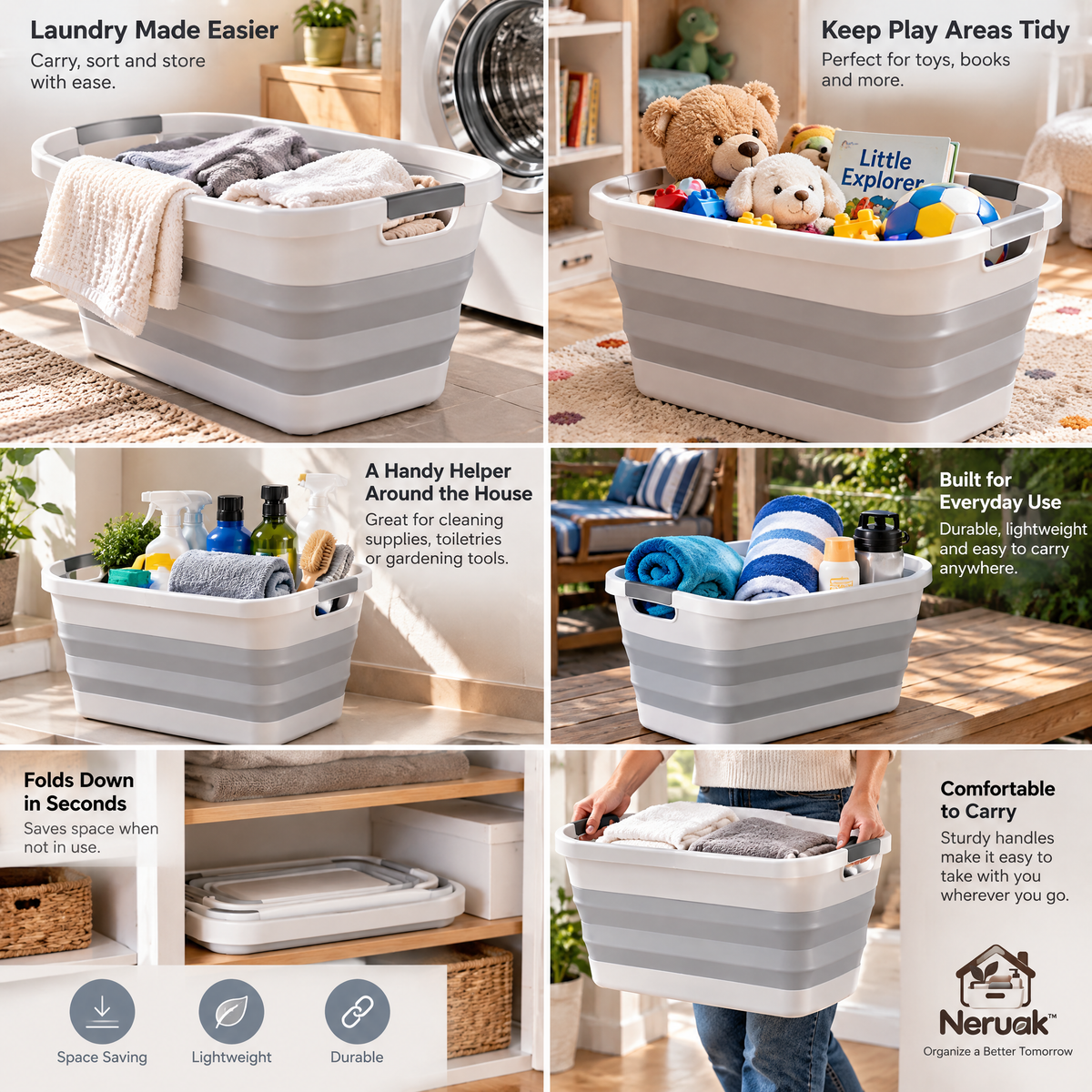 Neruak™ Collapsible Laundry Basket — view 3
